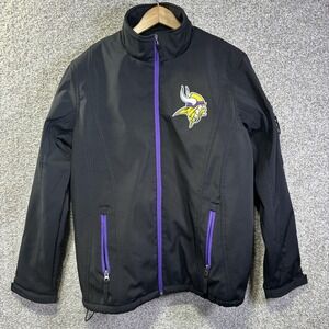 Minnesota Vikings Jacket Womens Medium Black NFL Football NFL Full Zip Softshell